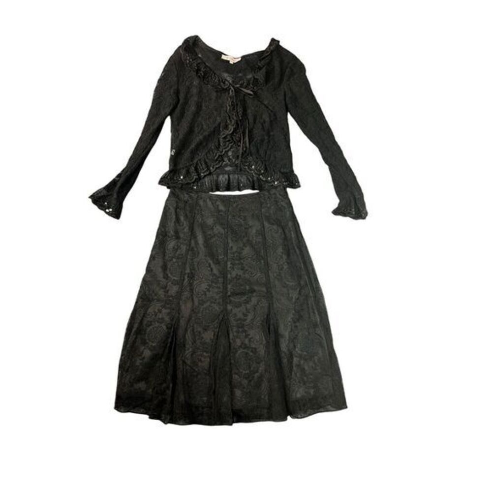 Young Essence Skirt Top Set Black‎ Sequins Lace Size Small